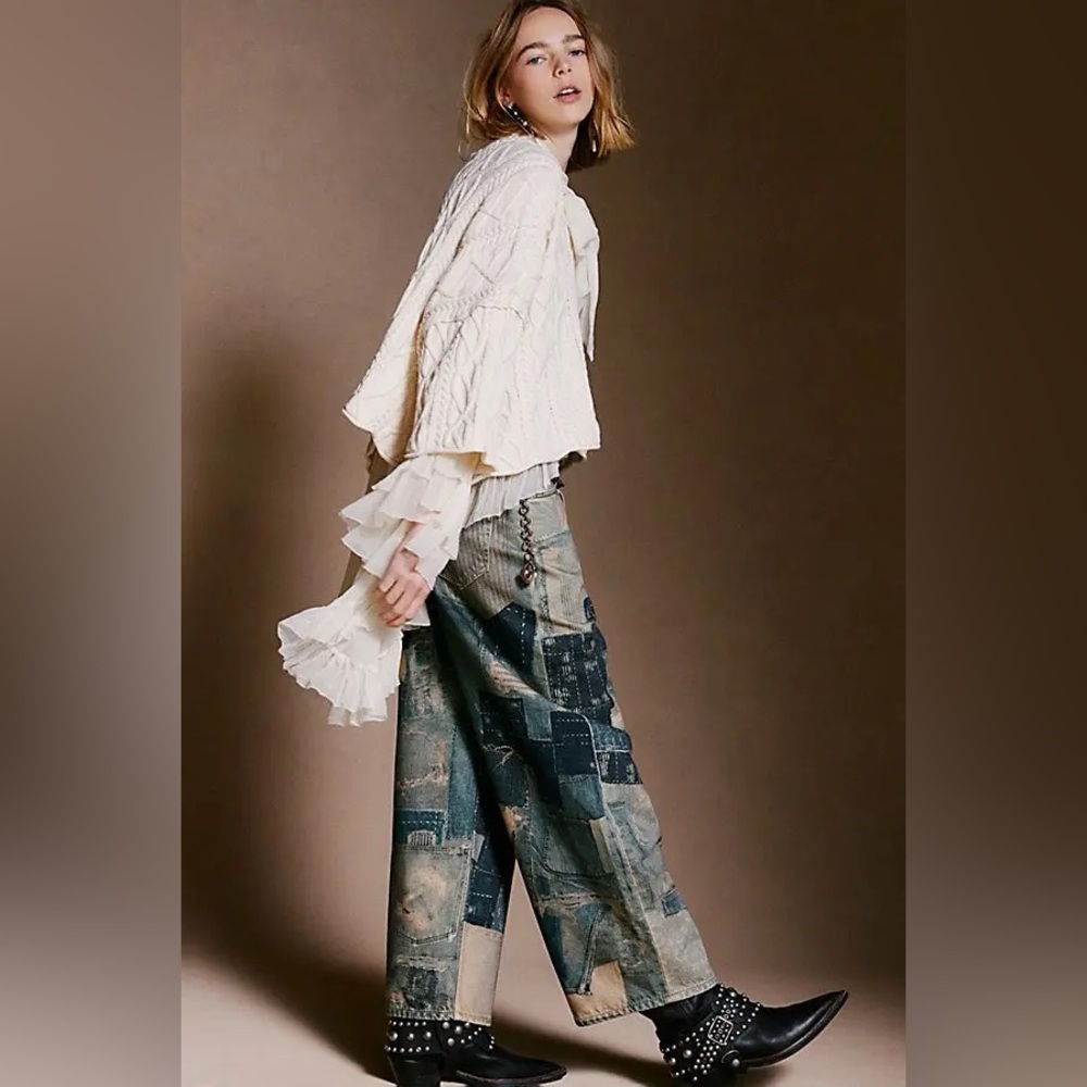 NWT Free People We The Free Illusions Printed Relaxed Jeans - Picture 7 of 8